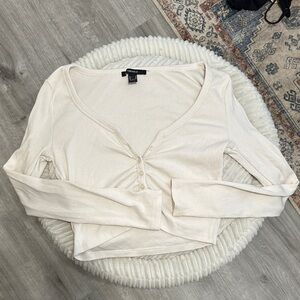 Forever 21 Cream Long Sleeve Top